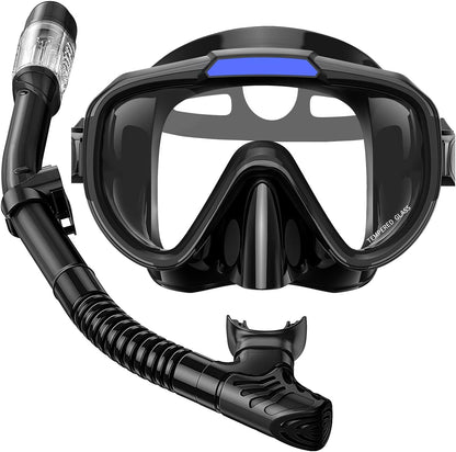 Greatever Snorkel Set Adults Snorkeling Gear Anti-Fog Panoramic View Swim Mask