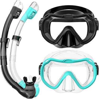 Greatever Snorkel Mask Set 180° Panoramic View Snorkel Gear for Adults 2PCS