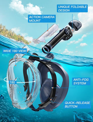 Greatever Full Face Snorkel Mask, Snorkeling Gear for Adults Diving Mask Anti Fog Premium Innovative Safety Breathing System