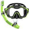 Greatever Snorkeling Gear for Adults, Dry-Top Snorkel Set, 180°Panoramic Wide View Diving Mask Breathing Freely Snorkel Mask for Snorkeling Scuba Diving Swimming Travel - Green Black