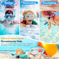 Greatevet Kids Snorkel Set, Anti-Fog Panoramic Tempered Glass Kids Snorkel mask