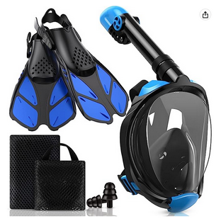 Full Face Snorkel Mask & Fins Snorkel Kit