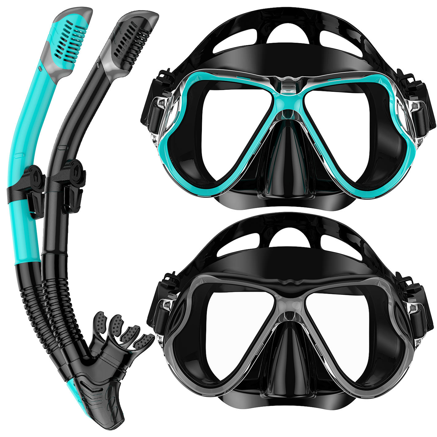 Greatever Adults Snorkel Set - Panoramic Wide View Dry Snorkel Mask 2PCS