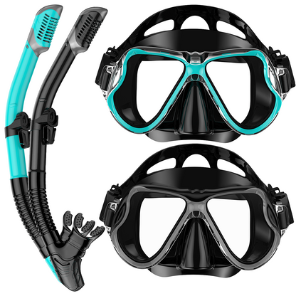 Greatever Adults Snorkel Set - Panoramic Wide View Dry Snorkel Mask（2PCS）