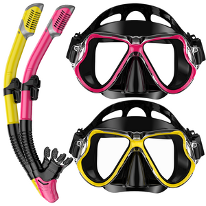Greatever Adults Snorkel Set - Panoramic Wide View Dry Snorkel Mask(2PCS)