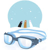 Ensemble lunettes de natation et bonnet Greatever pour enfants de 6 à 14 ans, antibuée et anti-UV - Casquette bleu/gris bleu+bleu