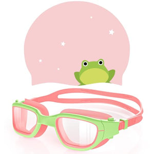Greatever Kids Swimming Goggles Cap Set for Kids 6-14, Anti-Fog & Anti-UV