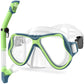 Greatever Kids Dry Snorkel Set - 10 Color Options! Panoramic Wide View Anti-Fog Scuba Diving Mask