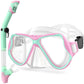 Greatever Kids Dry Snorkel Set - 10 Color Options! Panoramic Wide View Anti-Fog Scuba Diving Mask