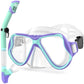 Greatever Kids Dry Snorkel Set - 10 Color Options! Panoramic Wide View Anti-Fog Scuba Diving Mask