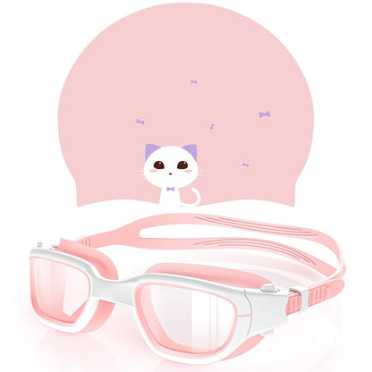 Ensemble lunettes de natation et bonnet Greatever pour enfants de 6 à 14 ans, antibuée et anti-UV