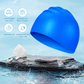 Adult silicone swimming caps available in multiple colors for swimming