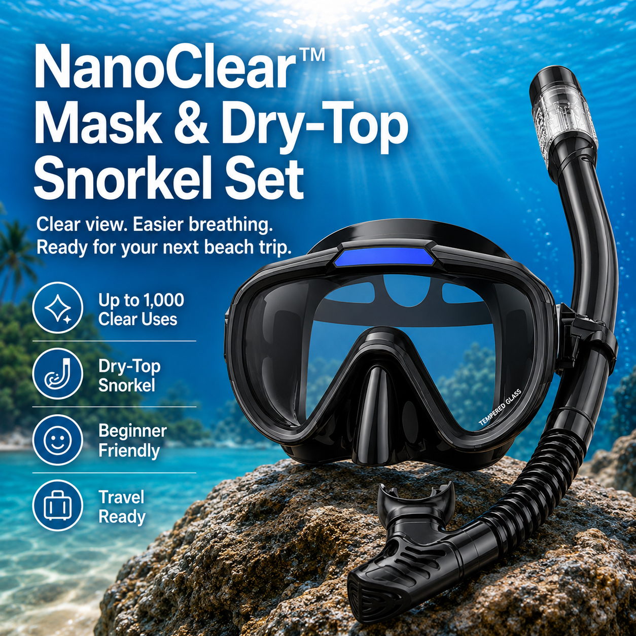 mask & snorkel combo black