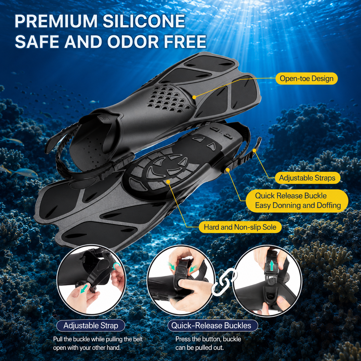 short snorkeling fins