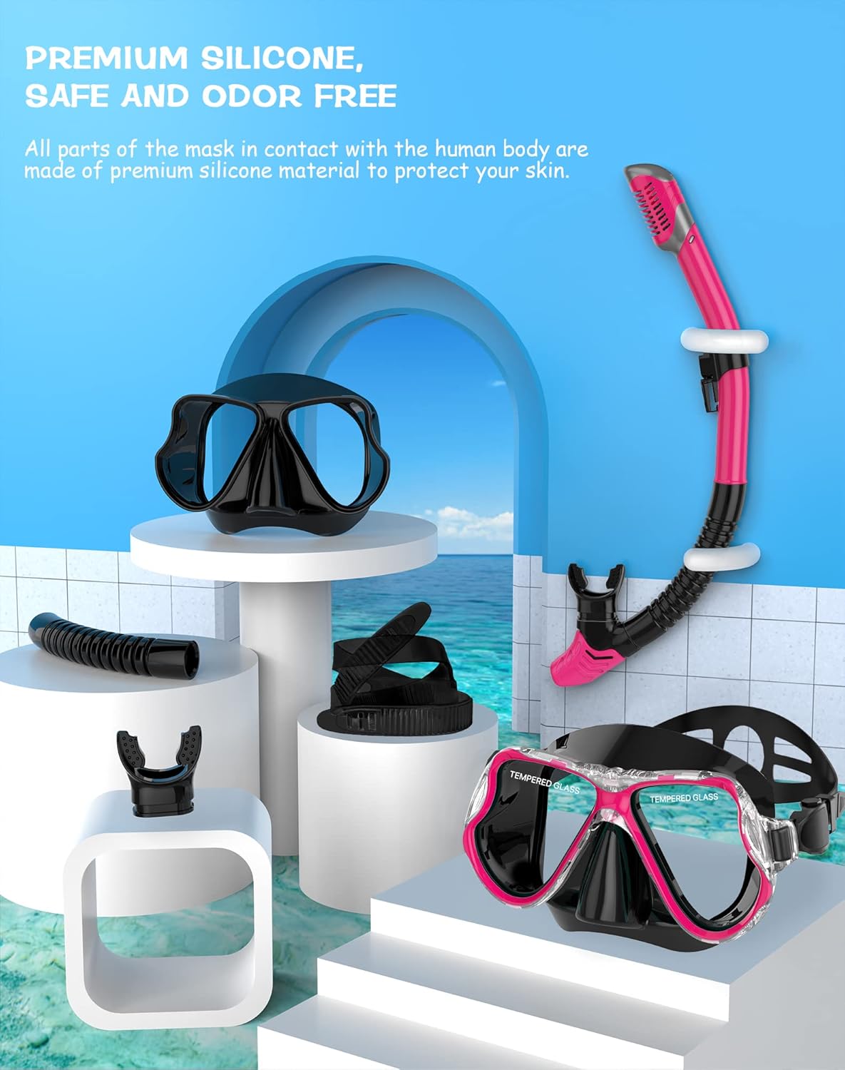 Greatever snorkeling combo with panoramic wide view & dry snorkel mask