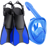 Greatever Mask Fins Snorkeling Gear for kids, Full Face Snorkel Mask & Adjustable Swim Fins Snorkel Set