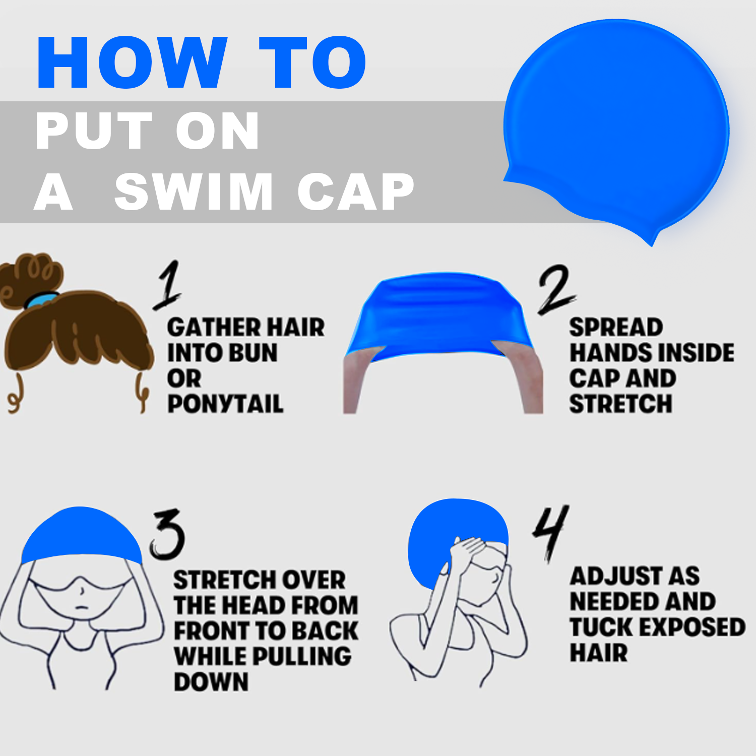 Swimmer wearing a silicone swimming cap for pool and water activities