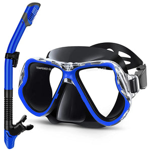 Greatever Black Blue Clasic Exploration Dry Snorkel Set