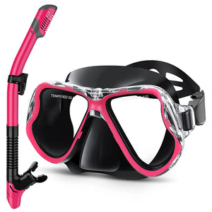 Greatever Black Pink Clasic Exploration Dry Snorkel Set