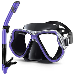Greatever Black Purple Clasic Exploration Dry Snorkel Set