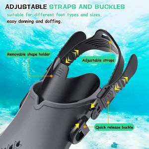 Greatever Black Snorkel Fins adjustable spraps and buckles