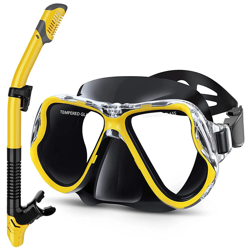 Greatever Black Yellow Clasic Exploration Dry Snorkel Set