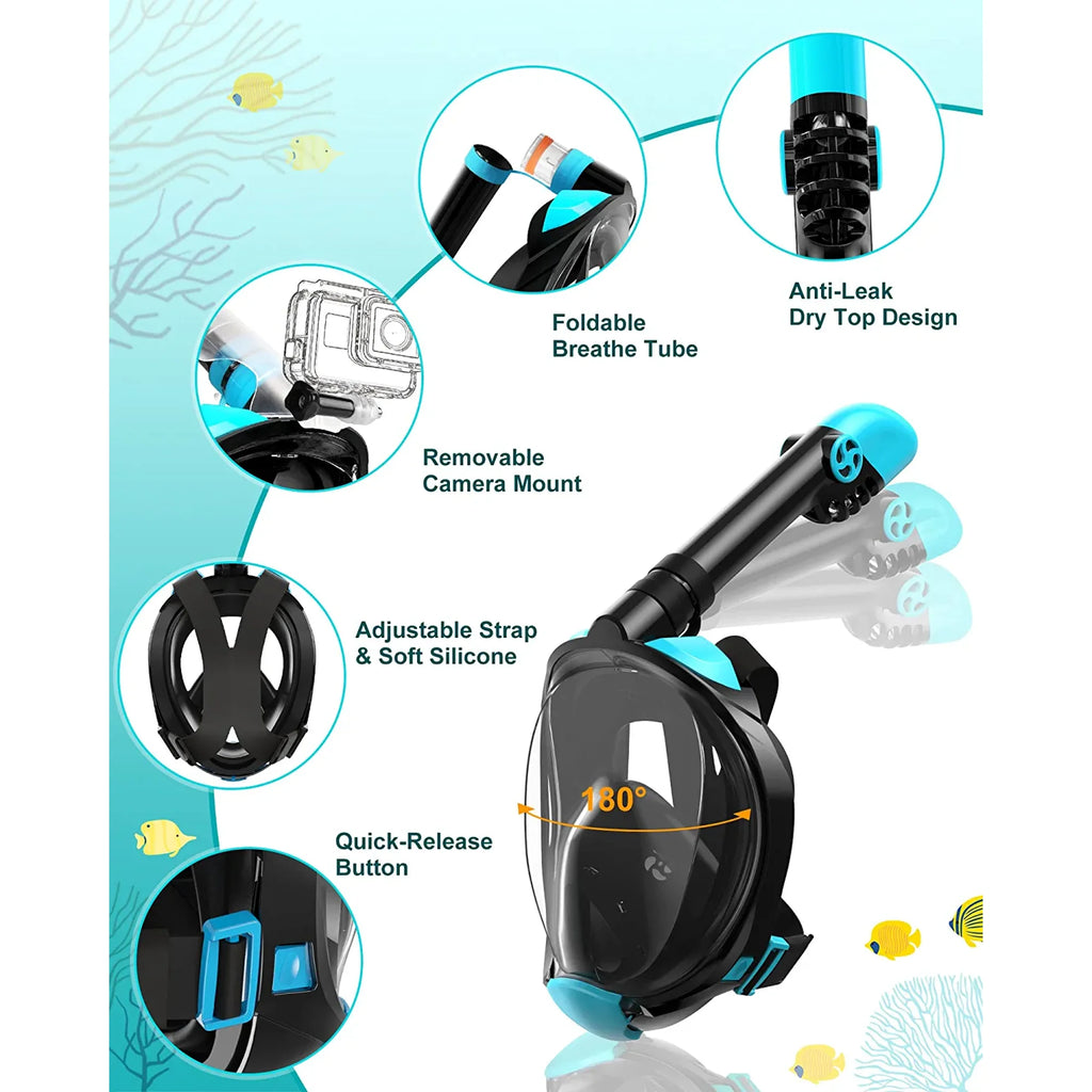 Greatever Full Face Snorkel Mask and Fins Set